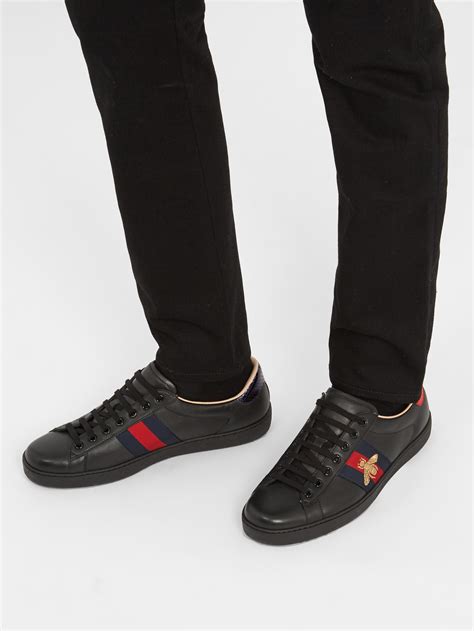 gucci aces bee on feet black|Gucci Ace Bee (Women's) .